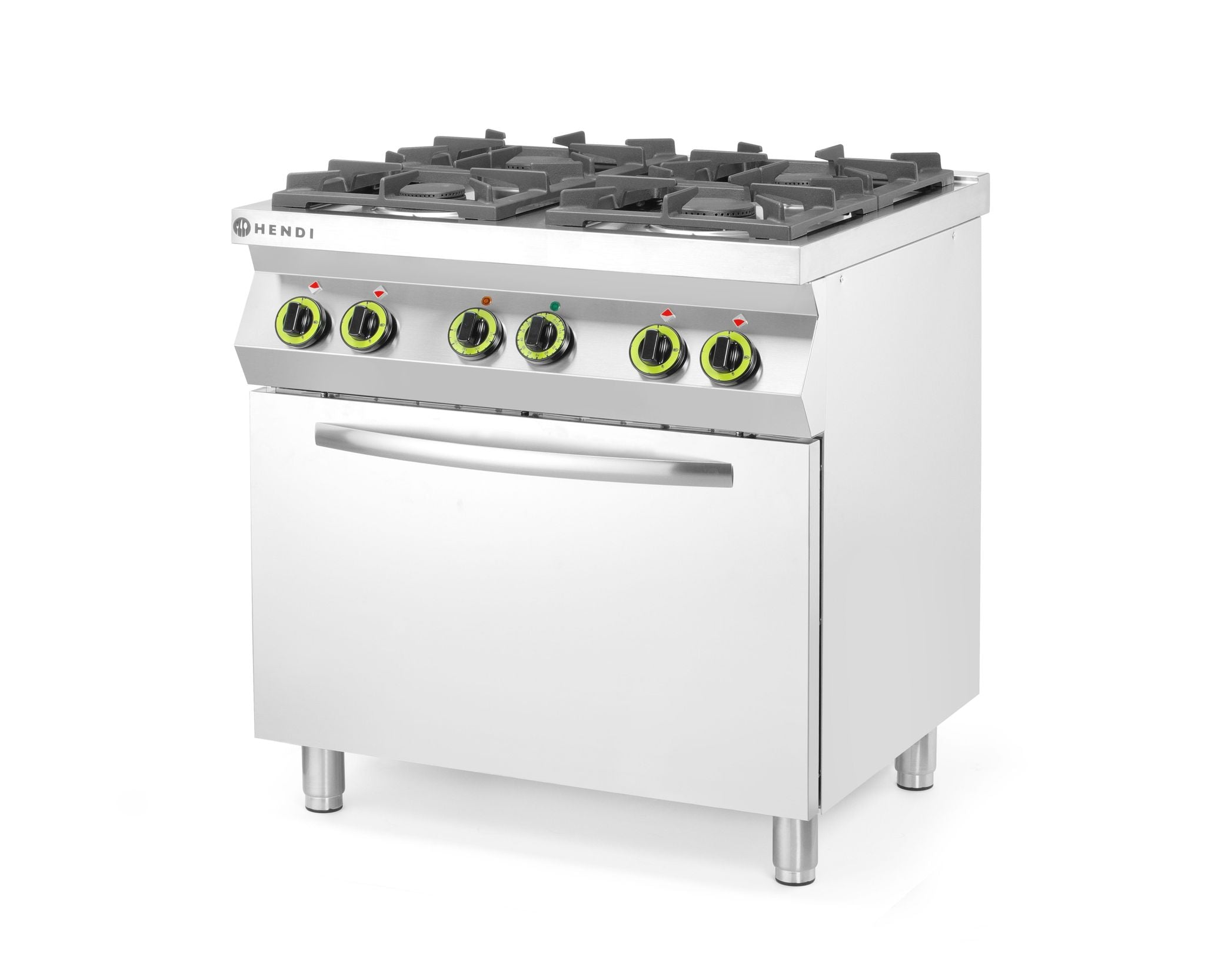 FORNELLO A GAS A 4 FUOCHI CON FORNO A CONVEZIONE GN 1/1, HENDI, KITCHEN LINE, 230V/3000W, 19KW, 800X - 225882