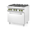 FORNELLO A GAS A 4 FUOCHI CON FORNO A CONVEZIONE GN 1/1, HENDI, KITCHEN LINE, 230V/3000W, 19KW, 800X - 225882