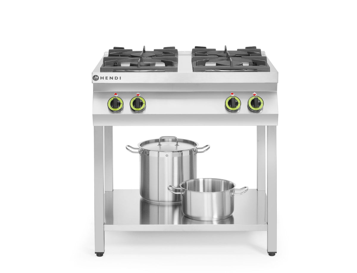 CUCINA A GAS CUCINA LINEA 4 BRUCIATORI CON SUPPORTO APERTO, HENDI, KITCHEN LINE, 19KW, 800X700X(H)90 - 227589