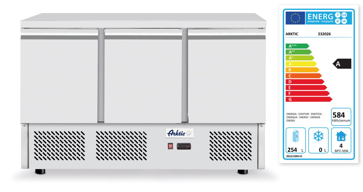 BANCO REFRIGERATO A TRE PORTE KITCHEN LINE, ARKTIC, 230V/220W, 1375X700X(H)890MM - 232026