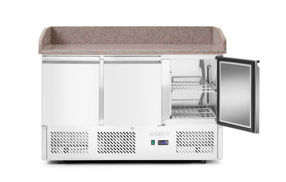 BANCO DA PIZZA CON TRE PORTE E VETRINETTA REFRIGERATA 380+40L, ARKTIC, 254L, 230V/400W, 1400X700X(H) - 232033