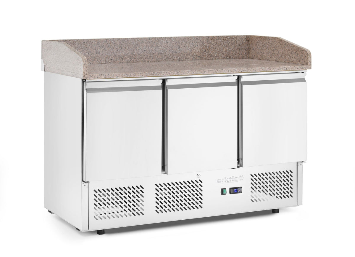 BANCO DA PIZZA CON TRE PORTE E VETRINETTA REFRIGERATA 380+40L, ARKTIC, 254L, 230V/400W, 1400X700X(H) - 232033