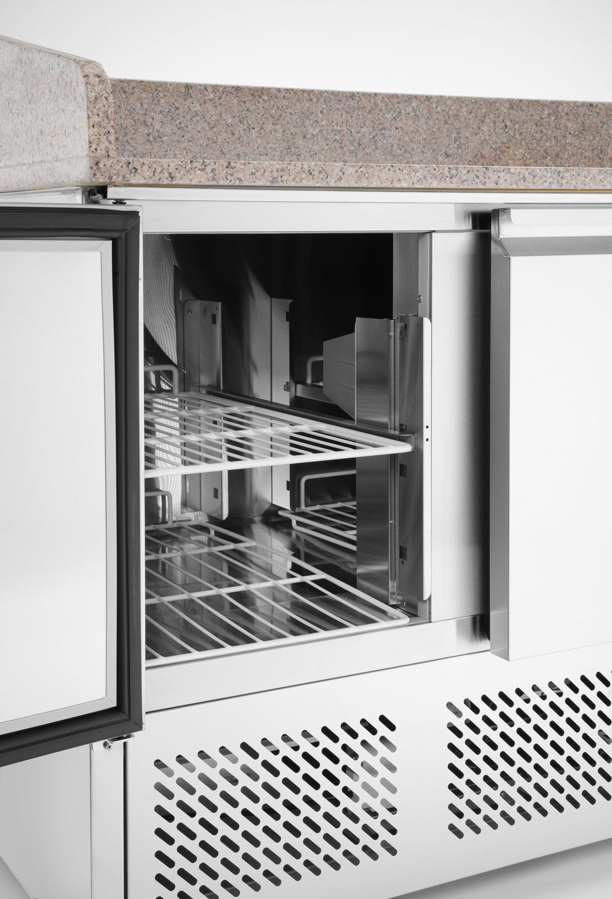 BANCO DA PIZZA CON TRE PORTE E VETRINETTA REFRIGERATA 380+40L, ARKTIC, 254L, 230V/400W, 1400X700X(H) - 232033