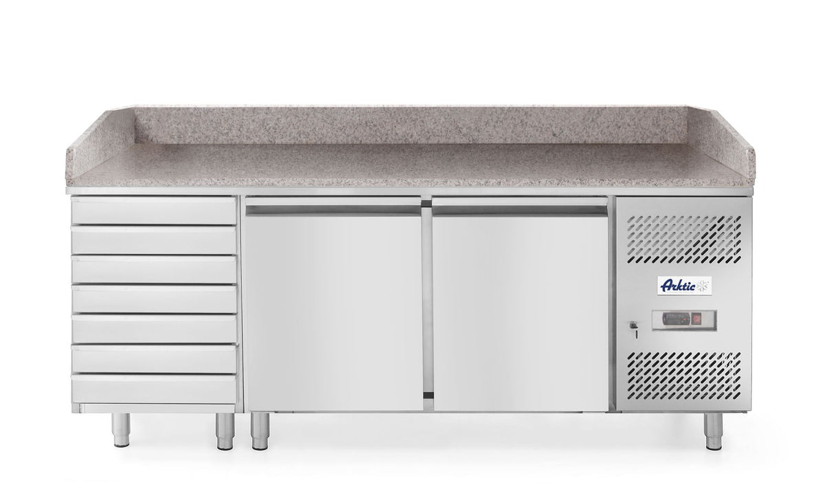 BANCO PIZZA A 2 PORTE 7 CASSETTI 280L, ARKTIC, 250L, 230V/250W, 2020X802X(H)1000MM - 232842