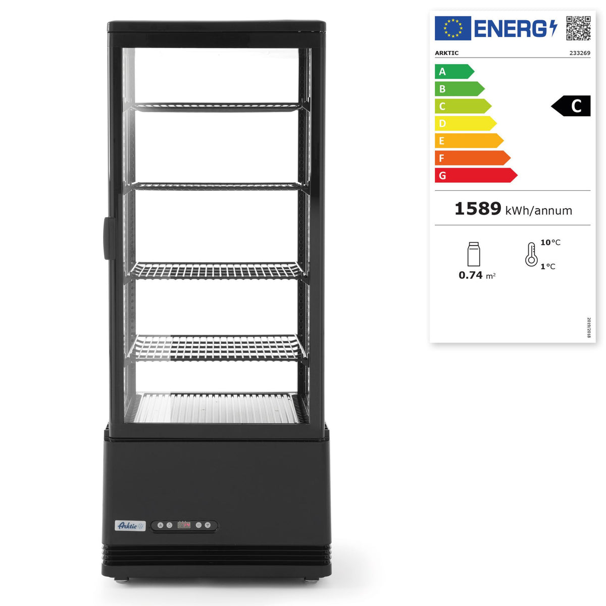 VETRINA DA ESPOSIZIONE, 98 LITRI, ARKTIC, NERO, 230V/210W, 444X397X(H)1100MM - 233269