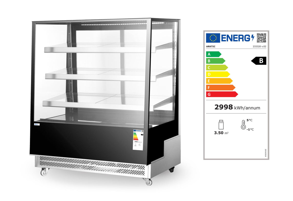 VETRINA REFRIGERATA CON 3 RIPIANI INCLINATI, ARKTIC, 650L, NERO, 230V/490W, 1200X833X(H)1460MM - 233320