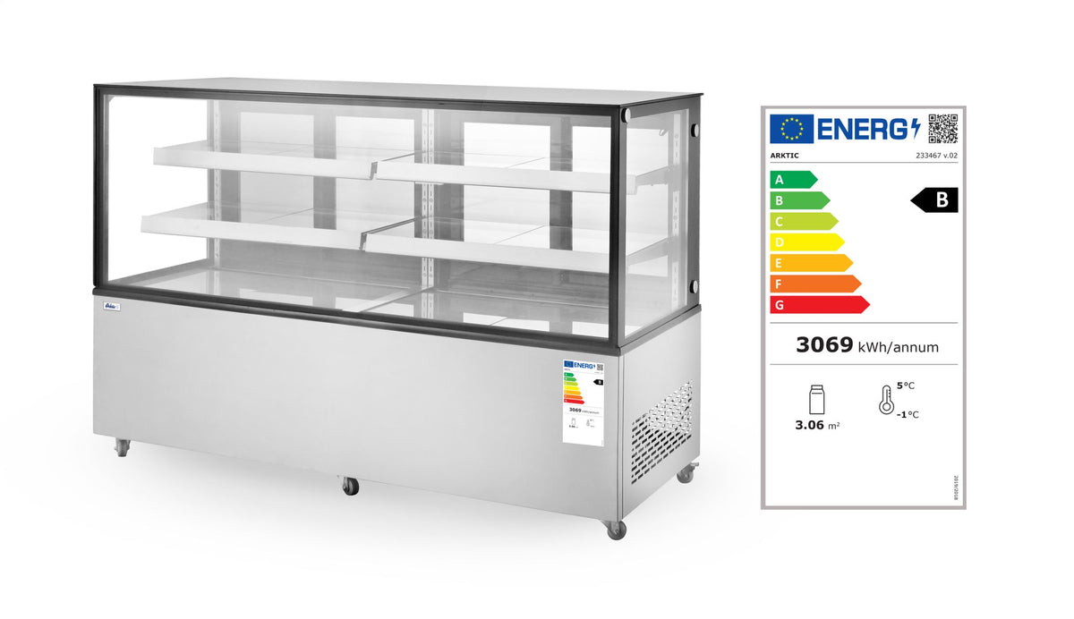 VETRINE REFRIGERATE CON 2 RIPIANI, ARKTIC, 230V/490W, 677X1224X(H)1230MM - 233450