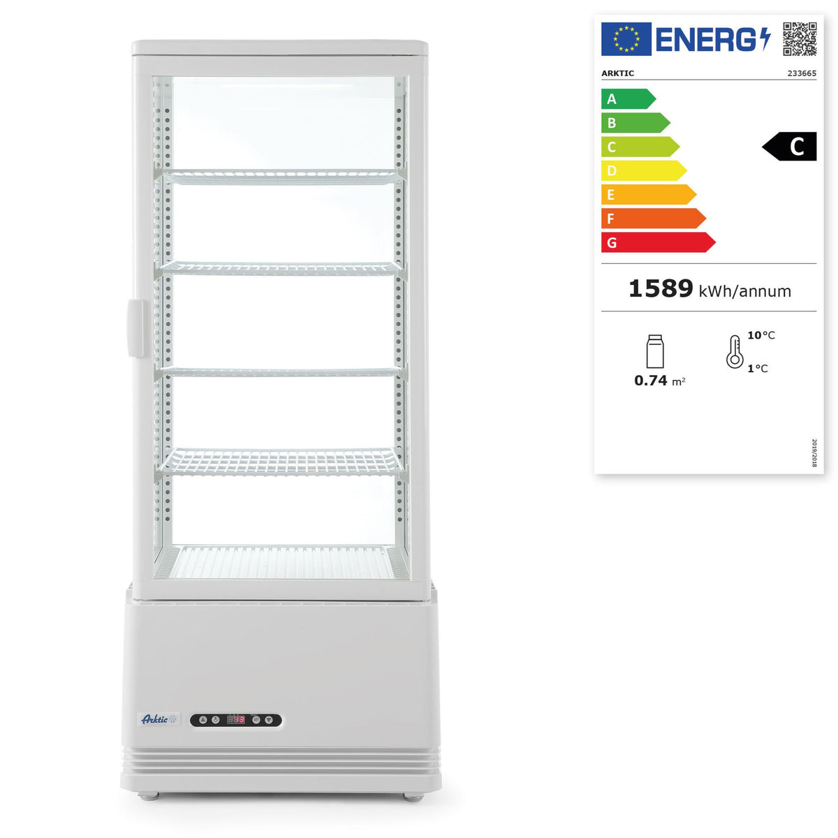 VETRINA DA ESPOSIZIONE, 98 LITRI, ARKTIC, BIANCA, 230V/210W, 444X397X(H)1100MM - 233665