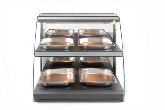 VETRINA RISCALDATA AL QUARZO A DUE LIVELLI, 230V/560W, 650X485X(H)630MM