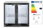 FRIGORIFERO POSTERIORE DA BAR CON DOPPIO SPORTELLO, ARKTIC, 180L, NERO, 220-240V/160W, 900X540X(H)89 - 235829