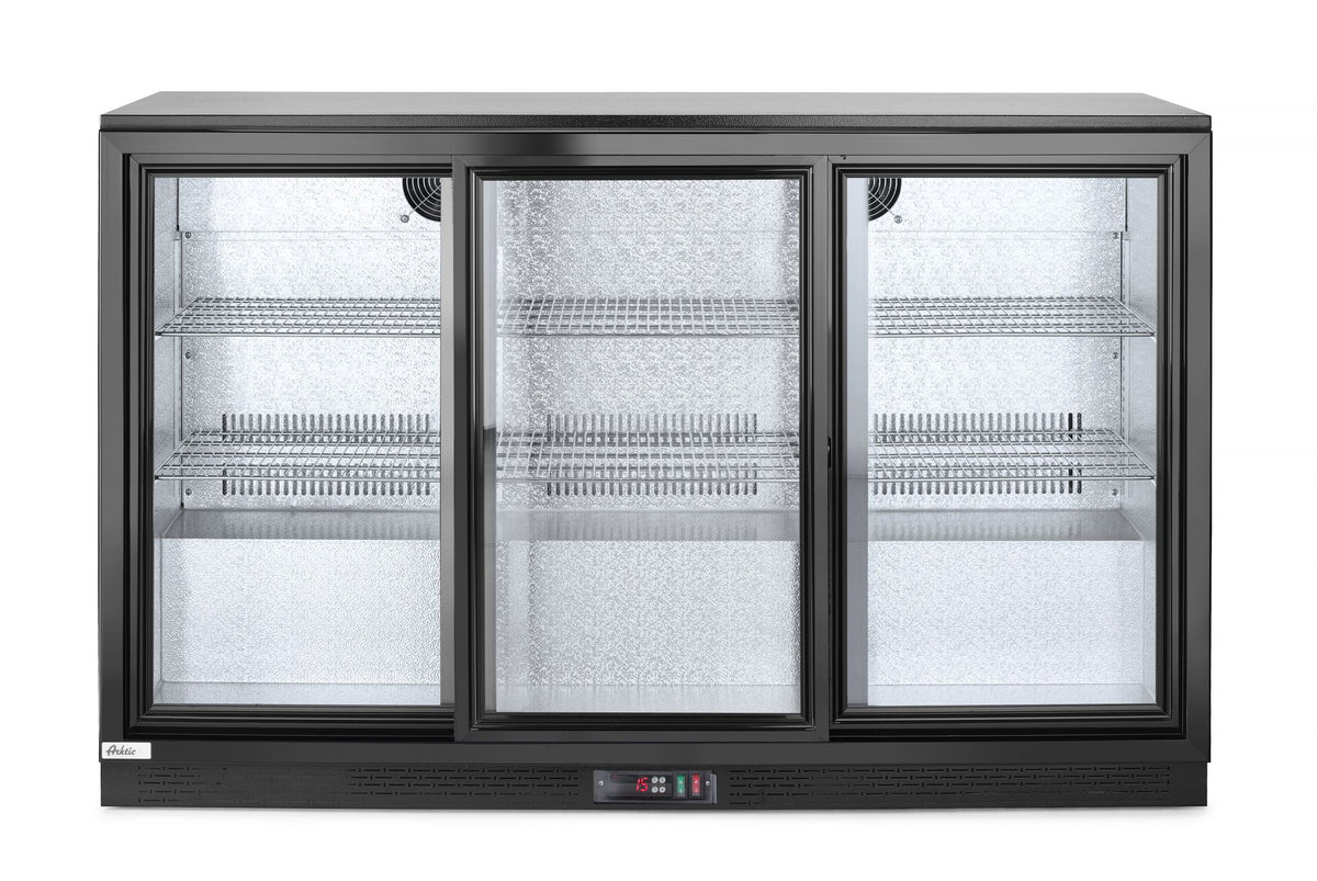 FRIGORIFERO PER BARRA POSTERIORE CON PORTE SCORREVOLI TRIPLE, ARKTIC, 308L, NERO, 220-240V/160W, 135 - 235836