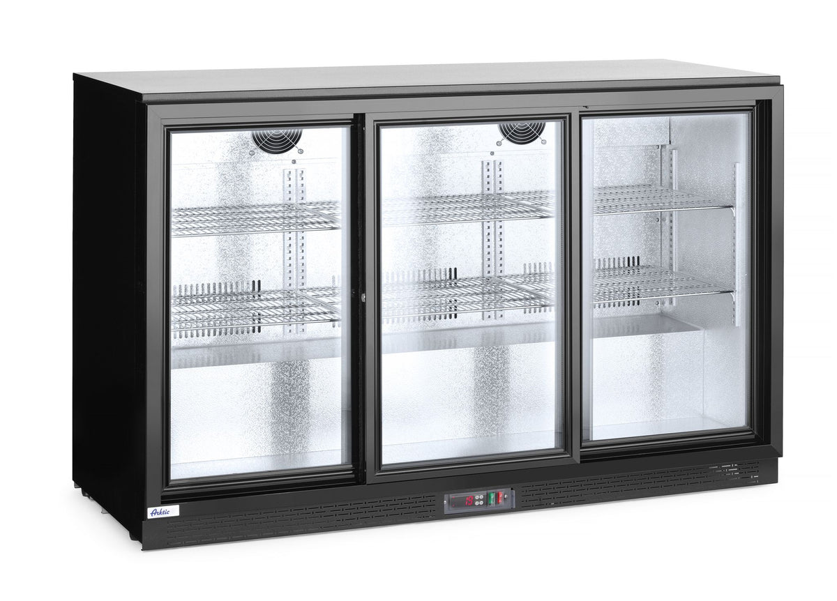 FRIGORIFERO PER BARRA POSTERIORE CON PORTE SCORREVOLI TRIPLE, ARKTIC, 308L, NERO, 220-240V/160W, 135 - 235836