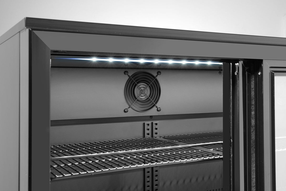 FRIGORIFERO PER BAR POSTERIORE CON PORTE SCORREVOLI TRIPLE, ARKTIC, 308L, NERO, 220-240V/160W, 1350X - 236901
