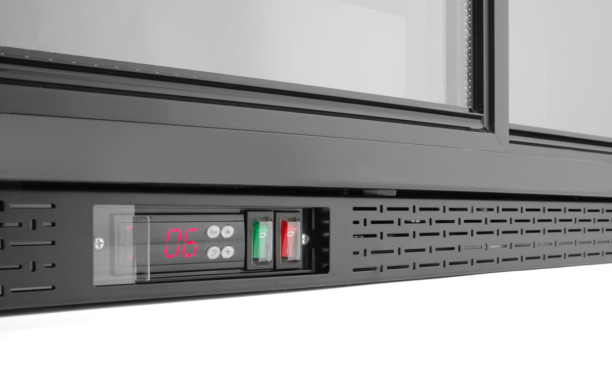 FRIGORIFERO PER BAR POSTERIORE CON PORTE SCORREVOLI TRIPLE, ARKTIC, 308L, NERO, 220-240V/160W, 1350X - 236901