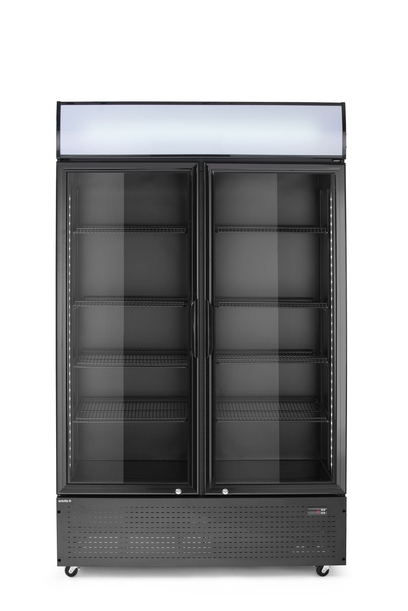 FRIGORIFERO PER BAR POSTERIORE CON PANNELLO RETROILLUMINATO, DOPPIA PORTA, ARKTIC, 512L, NERO, 220-2 - 236949