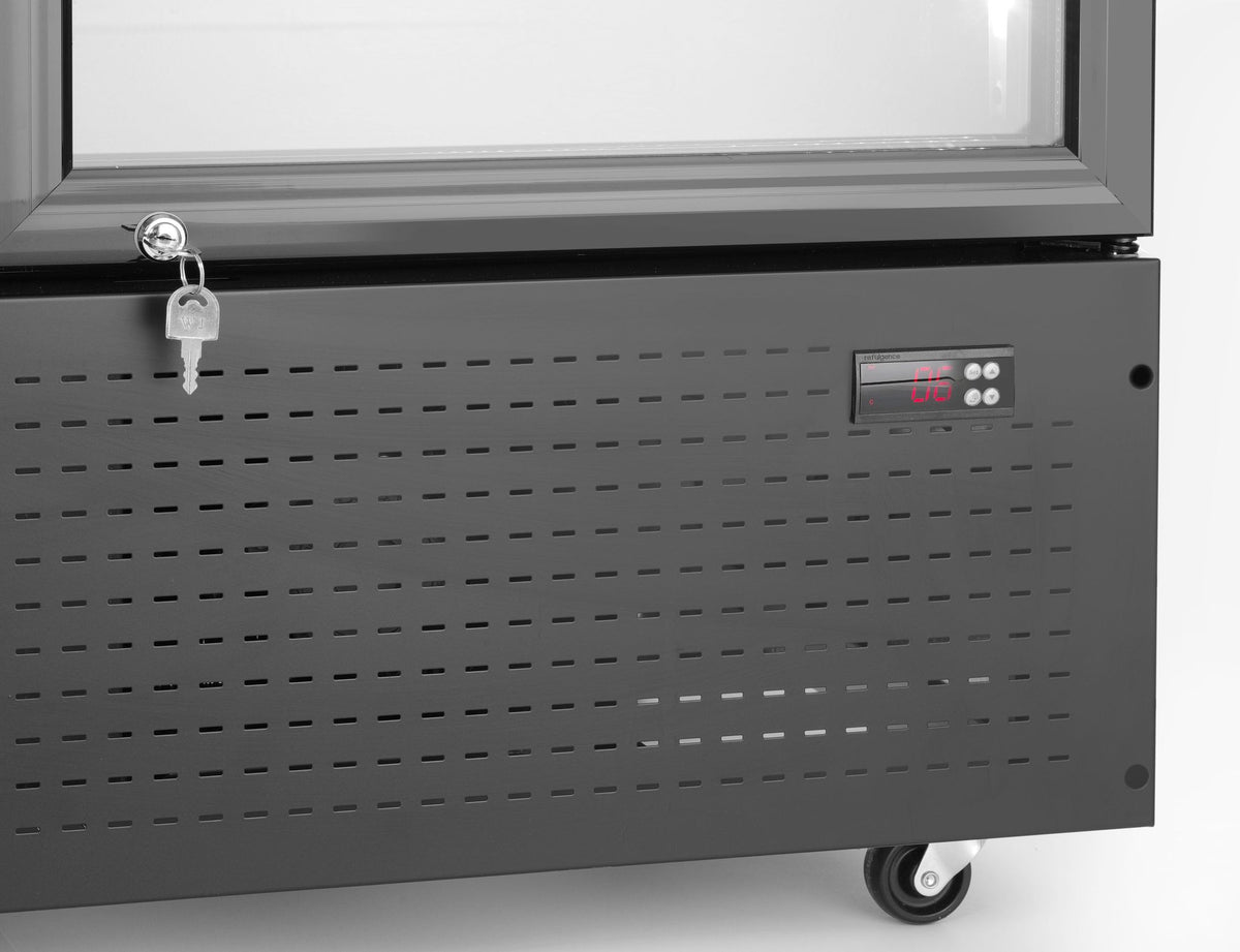 FRIGORIFERO PER BAR POSTERIORE CON PANNELLO RETROILLUMINATO, DOPPIA PORTA, ARKTIC, 512L, NERO, 220-2 - 236949