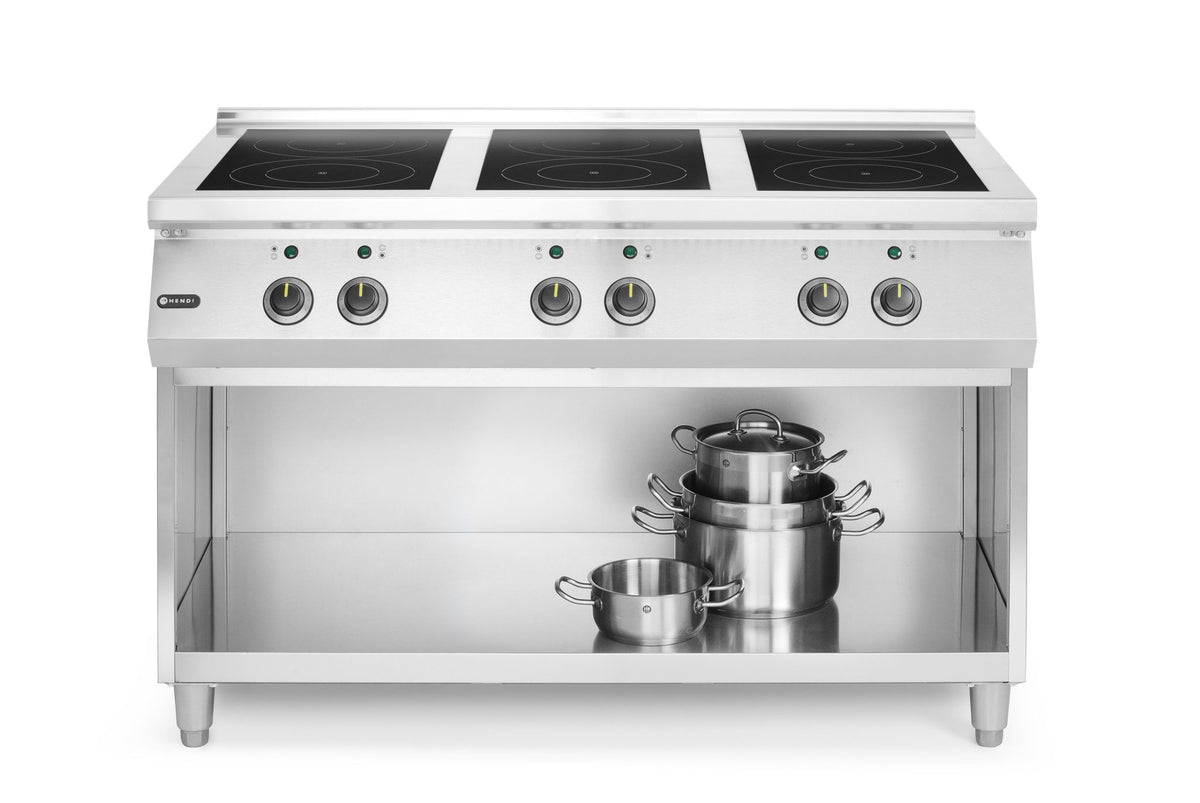 PIANO COTTURA A INDUZIONE, 6 FUOCHI, HENDI, 3X3.5 KW HOBS & 3X5 KW HOBS, 400V/25500W, 1200X700X(H)31 - 240076