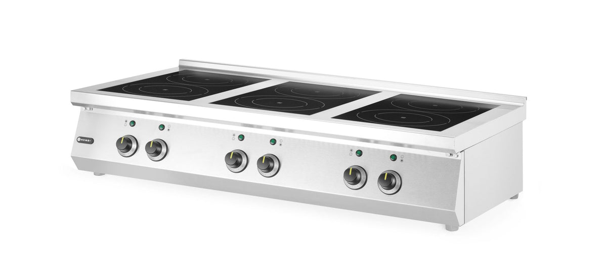 PIANO COTTURA A INDUZIONE, 6 FUOCHI, HENDI, 3X3.5 KW HOBS & 3X5 KW HOBS, 400V/25500W, 1200X700X(H)31 - 240076