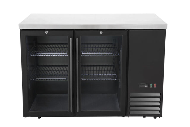 FRIGORIFERO BAR POSTERIORE CON COMPRESSORE LATERALE, PORTE IN VETRO, ARKTIC, 4 RIPIANI, 283L, NERO, - 241325