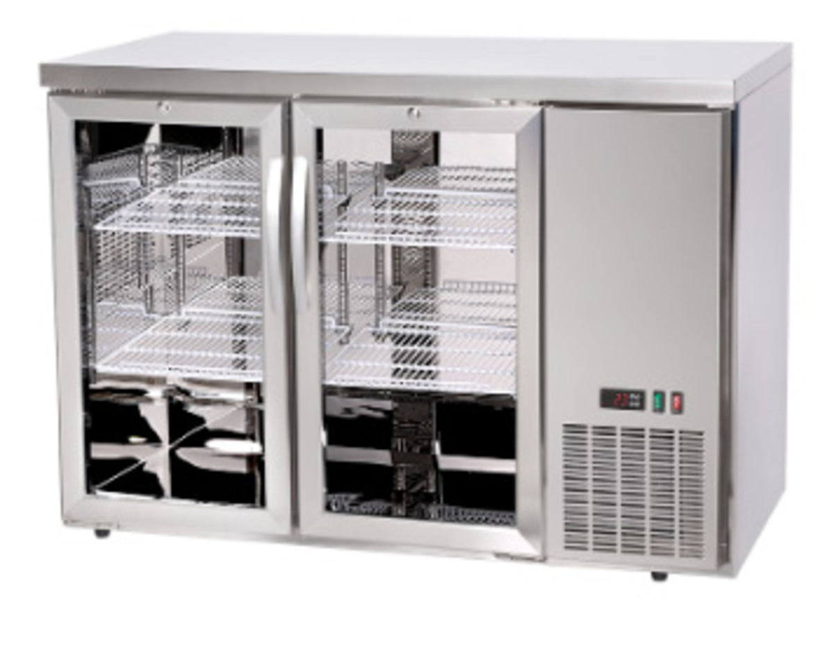 FRIGORIFERO BAR POSTERIORE CON COMPRESSORE LATERALE, PORTE IN VETRO, ARKTIC, 4 RIPIANI, 283L, ARGENT - 241332