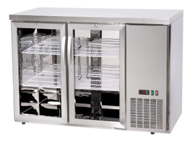 FRIGORIFERO BAR POSTERIORE CON COMPRESSORE LATERALE, PORTE IN VETRO, ARKTIC, 6 RIPIANI, 493L, ARGENT - 241363