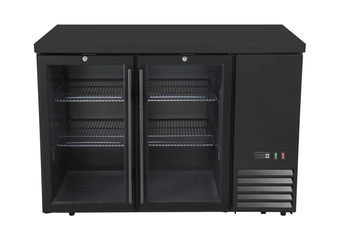 FRIGORIFERO BAR POSTERIORE CON COMPRESSORE LATERALE, PORTE IN VETRO, ARKTIC, 4 RIPIANI, 283L, NERO, - 241349