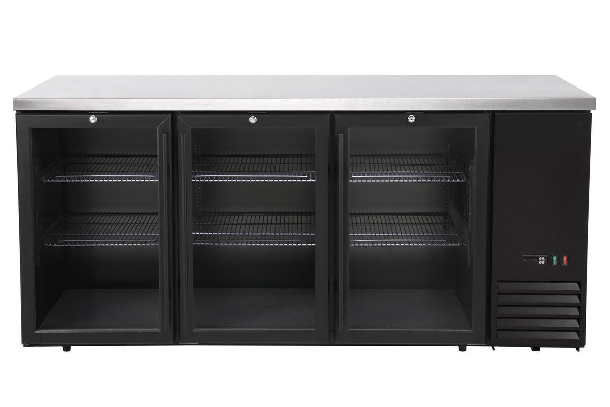 FRIGORIFERO BAR POSTERIORE CON COMPRESSORE LATERALE, PORTE IN VETRO, ARKTIC, 6 RIPIANI, 493L, NERO, - 241356