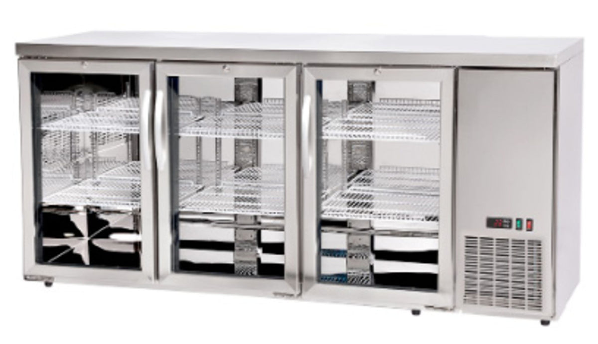 FRIGORIFERO BAR POSTERIORE CON COMPRESSORE LATERALE, PORTE IN VETRO, ARKTIC, 4 RIPIANI, 283L, ARGENT - 241332