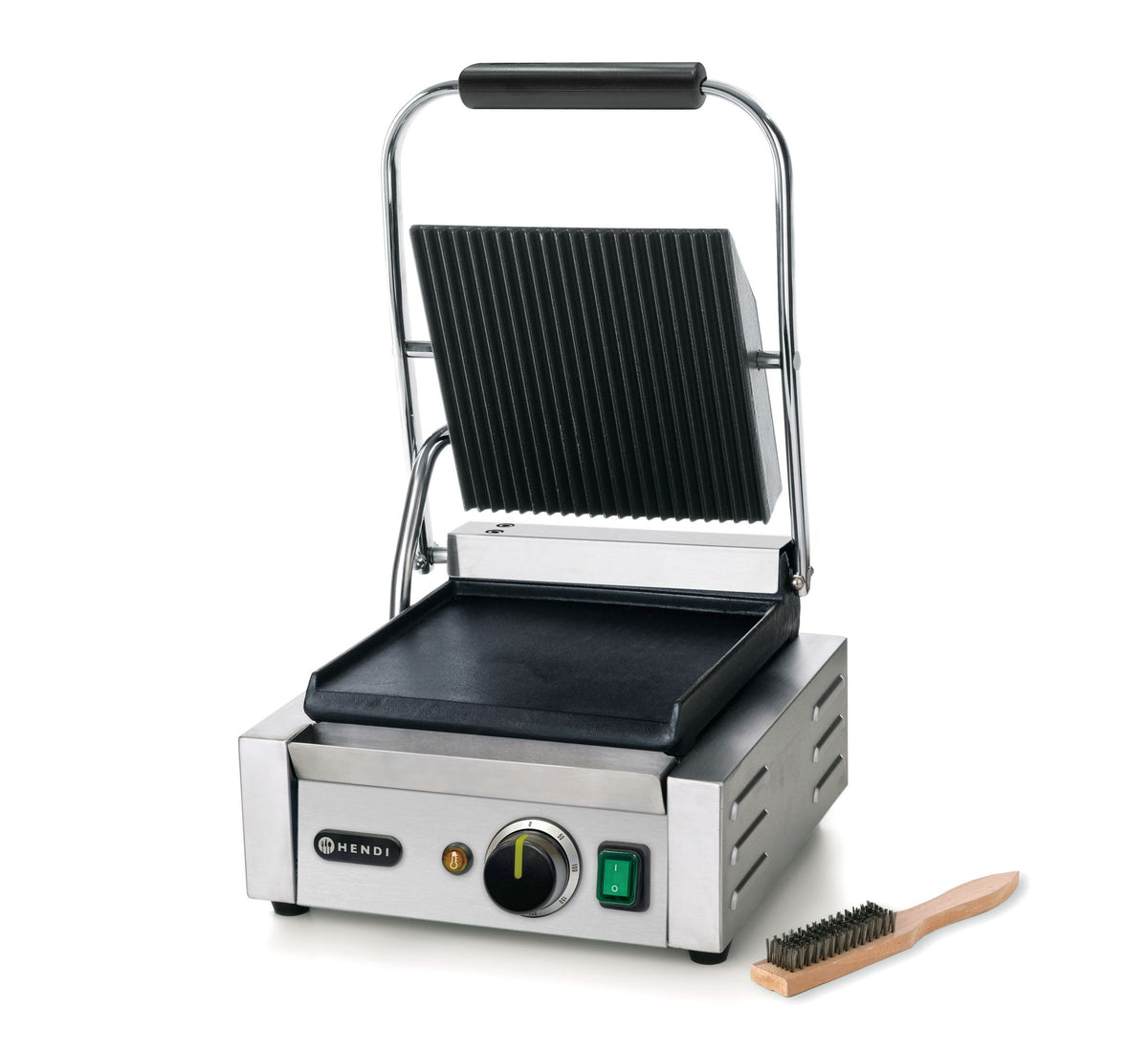 PIASTRA PANINI - VERSIONE SINGOLA, HENDI, SOPRA RIGATA E SOTTO LISCIA, 230V/1800W, 310X375X(H)216MM - 263600