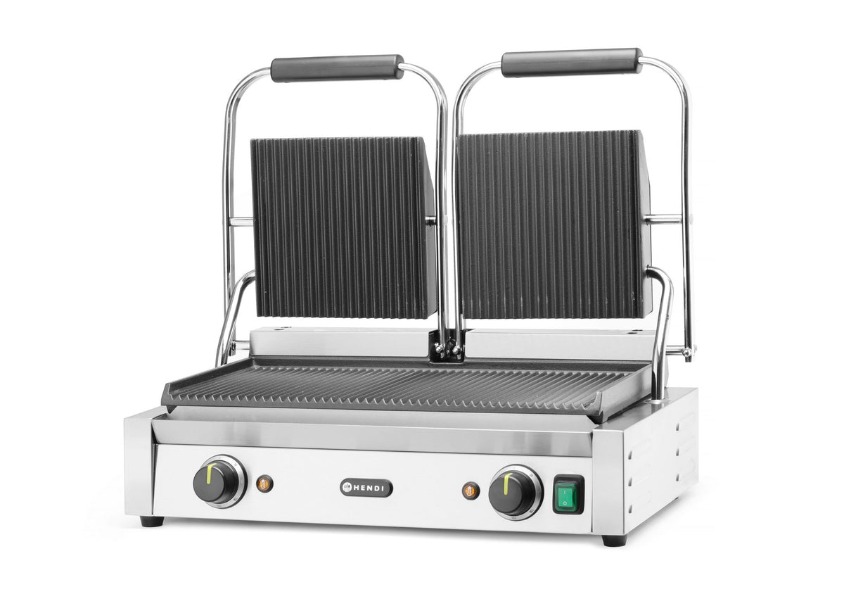 PIASTRA PANINI - VERSIONE DOPPIA, HENDI, SOPRA E SOTTO RIGATA, 230V/3600W, 570X395X(H)510MM - 263709