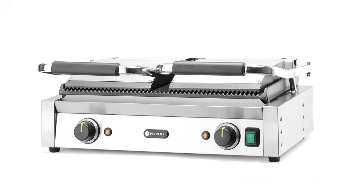 PIASTRA PANINI - VERSIONE DOPPIA, HENDI, SOPRA E SOTTO RIGATA, 230V/3600W, 570X395X(H)510MM - 263709
