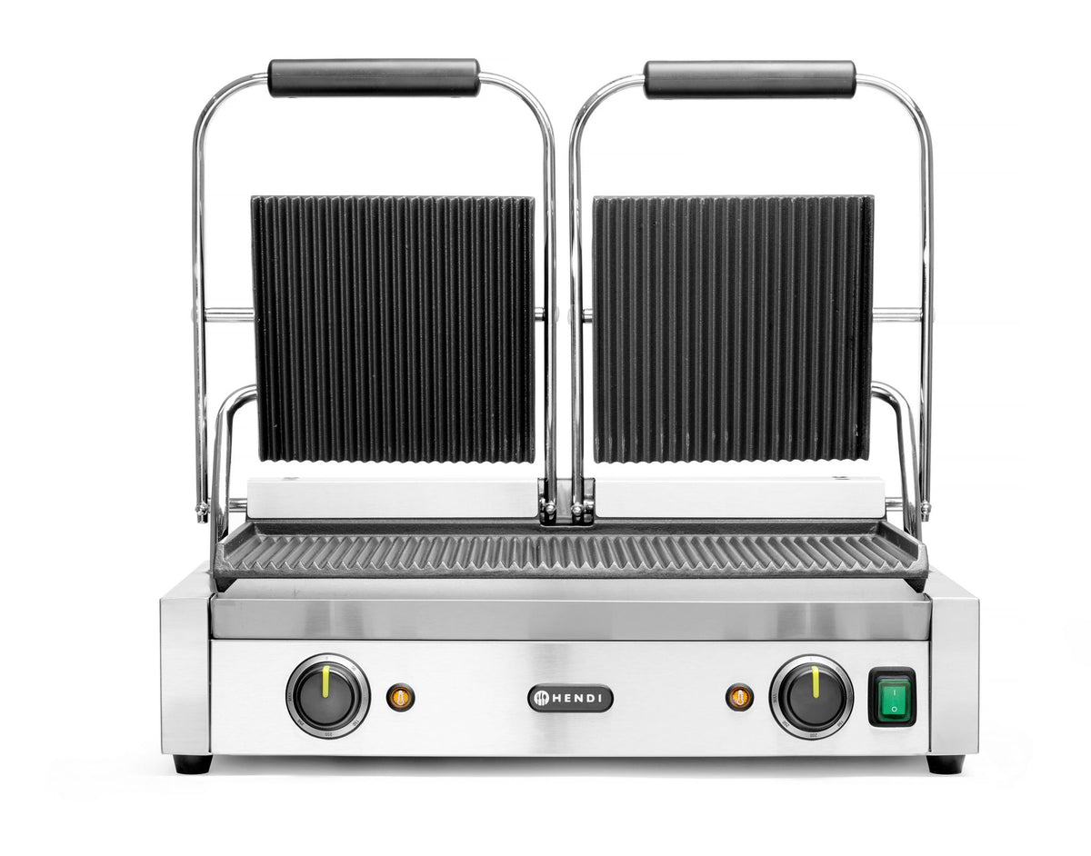 PIASTRA PANINI - VERSIONE DOPPIA, HENDI, SOPRA E SOTTO RIGATA, 230V/3600W, 570X395X(H)510MM - 263709