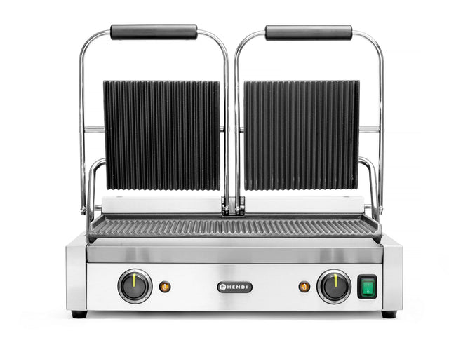 PIASTRA PANINI - VERSIONE DOPPIA, HENDI, SOPRA E SOTTO RIGATA, 230V/3600W, 570X395X(H)510MM - 263709