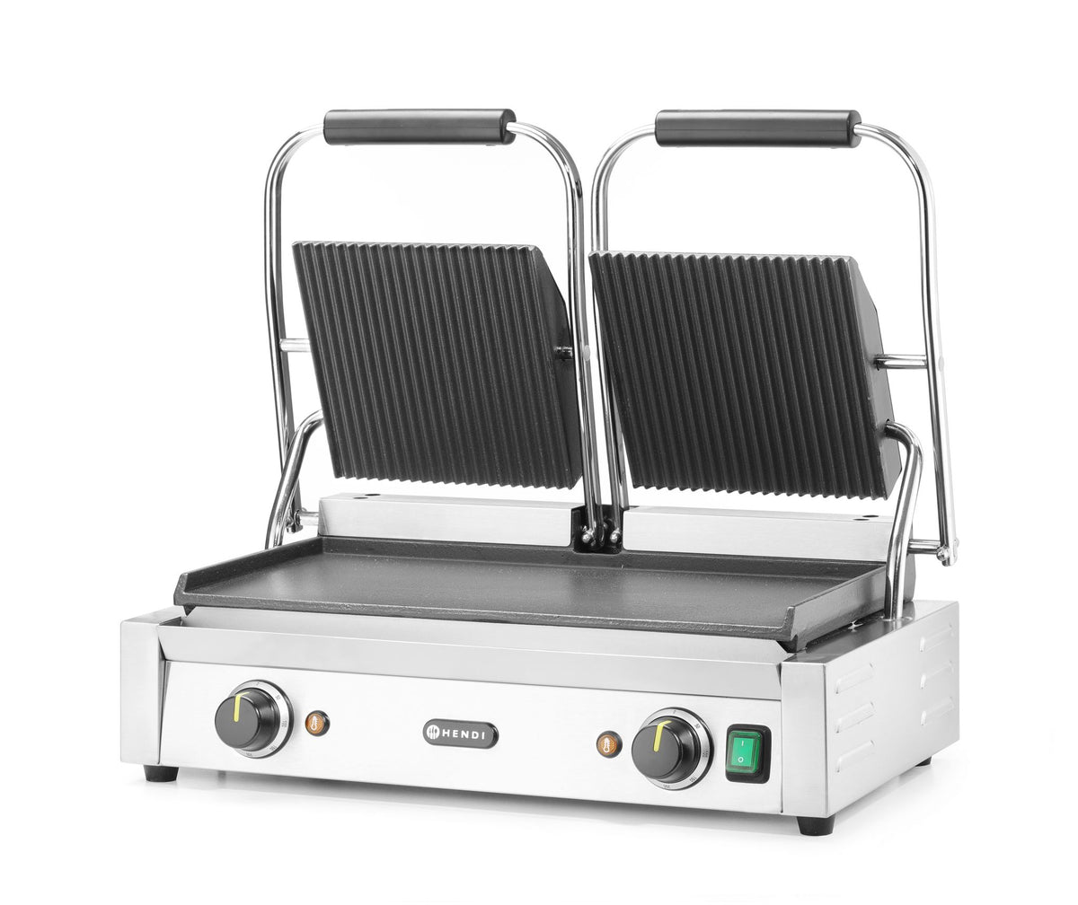 PIASTRA PANINI - VERSIONE DOPPIA, HENDI, SOPRA RIGATA E SOTTO LISCIA, 230V/3600W, 570X395X(H)510MM - 263808
