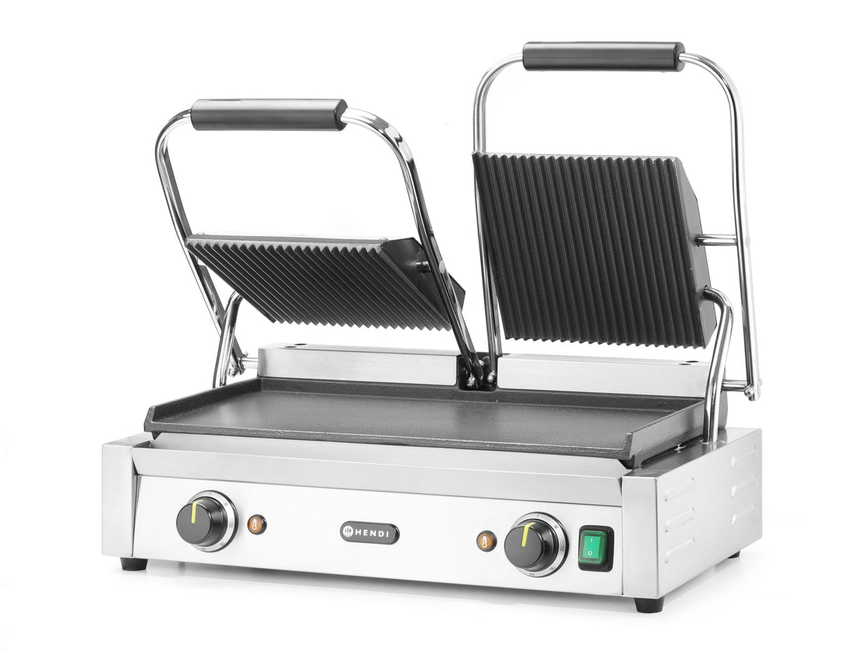 PIASTRA PANINI - VERSIONE DOPPIA, HENDI, SOPRA RIGATA E SOTTO LISCIA, 230V/3600W, 570X395X(H)510MM - 263808