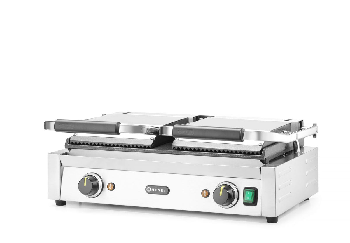 PIASTRA PANINI - VERSIONE DOPPIA, HENDI, SOPRA RIGATA E SOTTO LISCIA, 230V/3600W, 570X395X(H)510MM - 263808