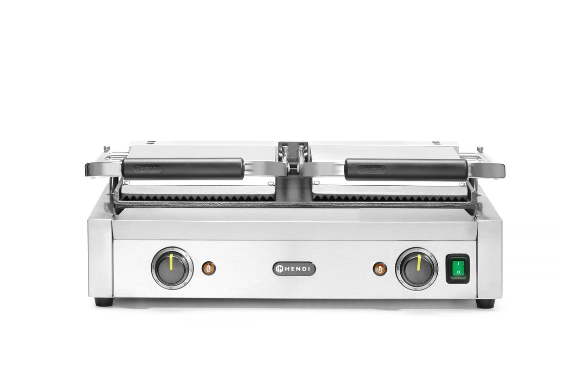 PIASTRA PANINI - VERSIONE DOPPIA, HENDI, SOPRA RIGATA E SOTTO LISCIA, 230V/3600W, 570X395X(H)510MM - 263808