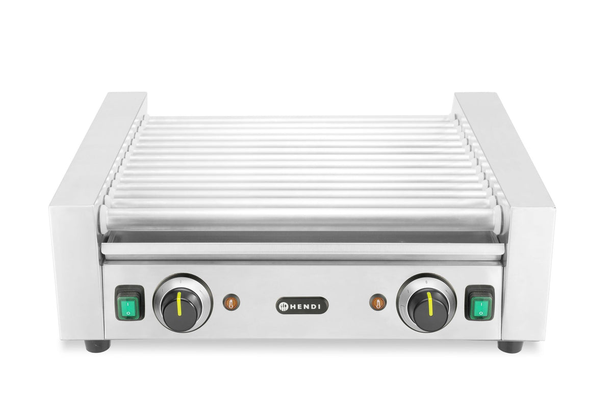 GRIGLIA PER WURSTEL A RULLI, 2 ZONE, HENDI, ARGENTO, 230V/980W, 566X527X(H)192MM, RETTANGOLARE - 268827