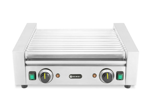 GRIGLIA PER WURSTEL A RULLI, 2 ZONE, HENDI, ARGENTO, 230V/980W, 566X527X(H)192MM, RETTANGOLARE - 268827