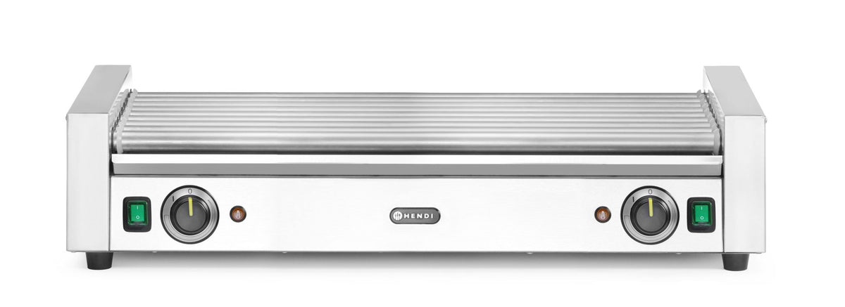GRIGLIA PER WURSTEL XL - 2 ZONE, HENDI, 14 RULLI, ARGENTO, 230V/2000W, 732X590X(H)168MM, RETTANGOLAR - 268674