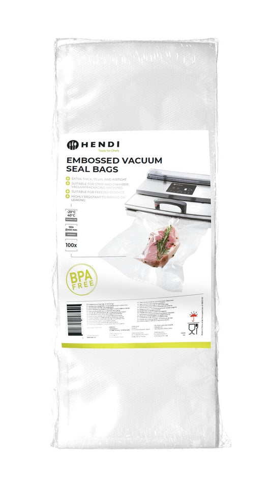 SACCHETTI CON SIGILLO SOTTOVUOTO GOFFRATO, 100 PEZZI, 150X400MM