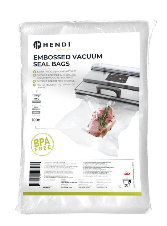 SACCHETTI CON SIGILLO SOTTOVUOTO GOFFRATO, 100 PEZZI, 200X300MM