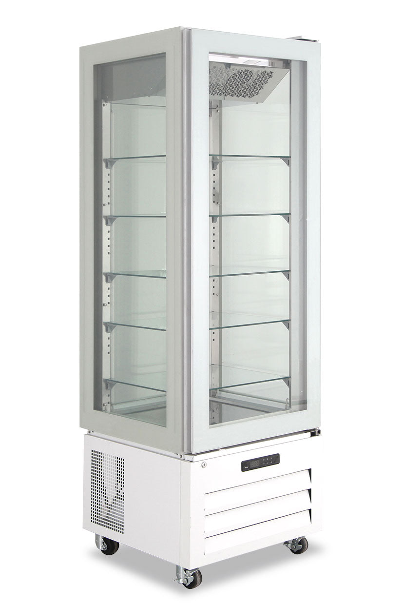 Vitrine à pâtisserie en verre à quatre faces - Victoria 65 NFN blanche