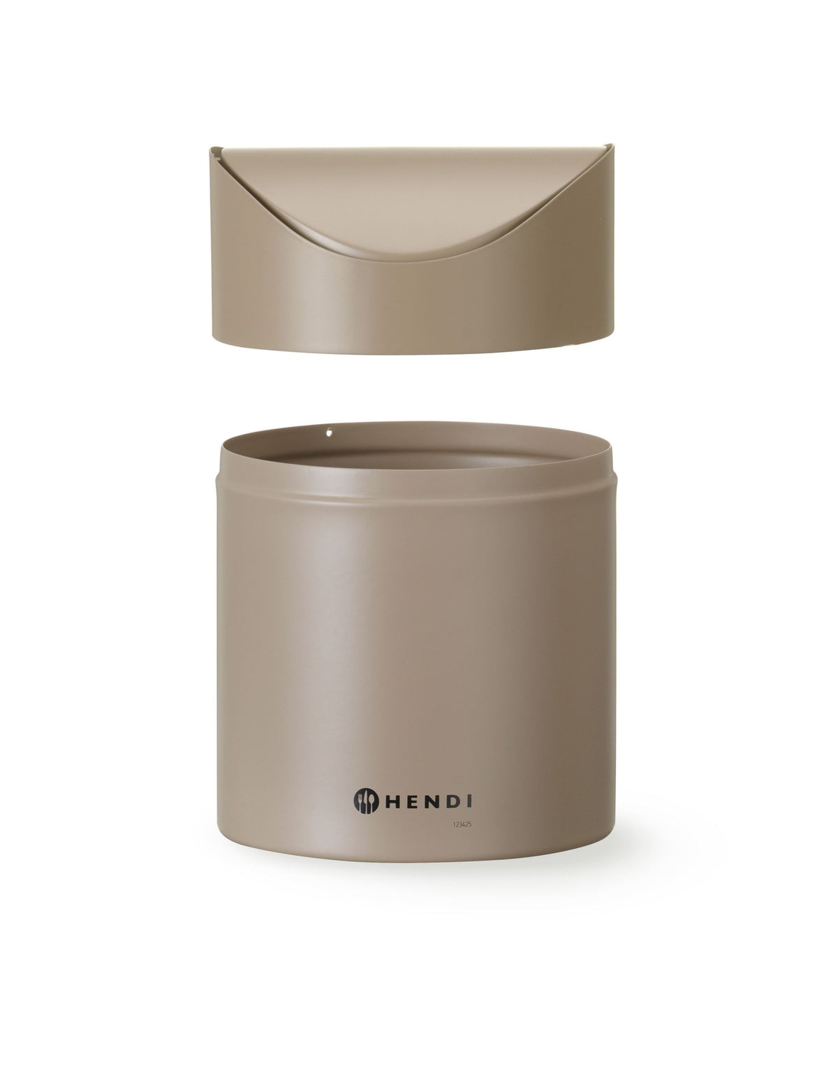CESTINO PER RIFIUTI DA TAVOLO CON COPERCHIO OSCILLANTE, HENDI, 1,2L, BEIGE, Ø120X(H)165MM - 440797