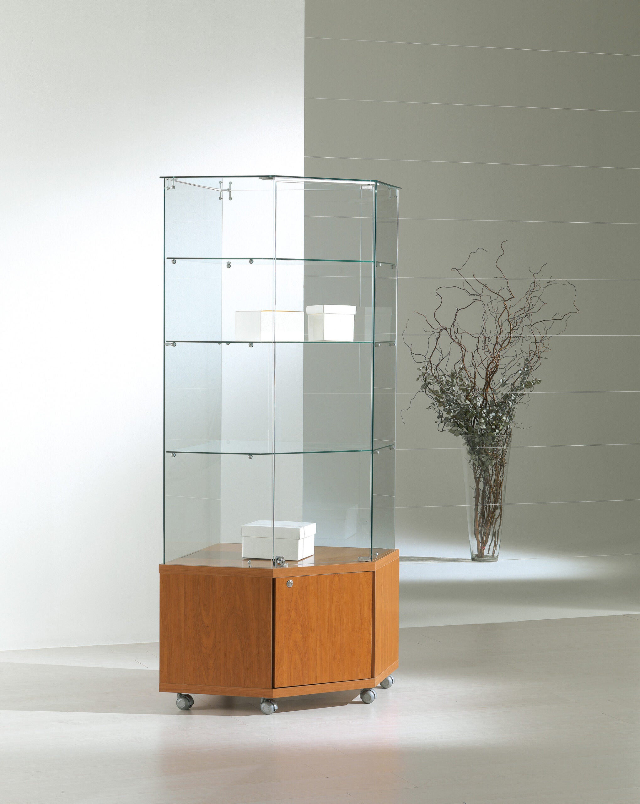 VETRINE ANGOLARI LAMINATO LIGHT 68X68X180 CM - 7/18M - ITALVETRINE