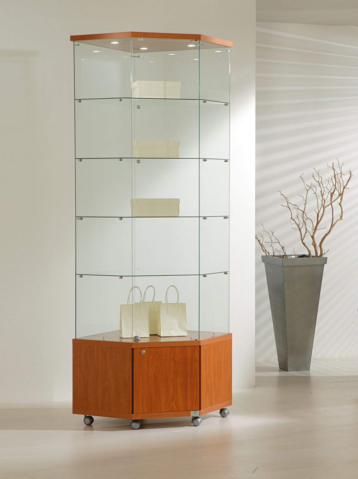 VETRINE ANGOLARI LAMINATO LIGHT 68X68X220 CM - 7/22M - ITALVETRINE