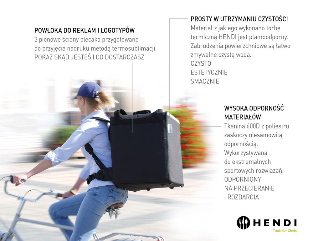 ZAINO PER LA CONSEGNA DI ALIMENTI ISOLATO, HENDI, 75,2L, NERO, 410X410X(H)480MM - 709801