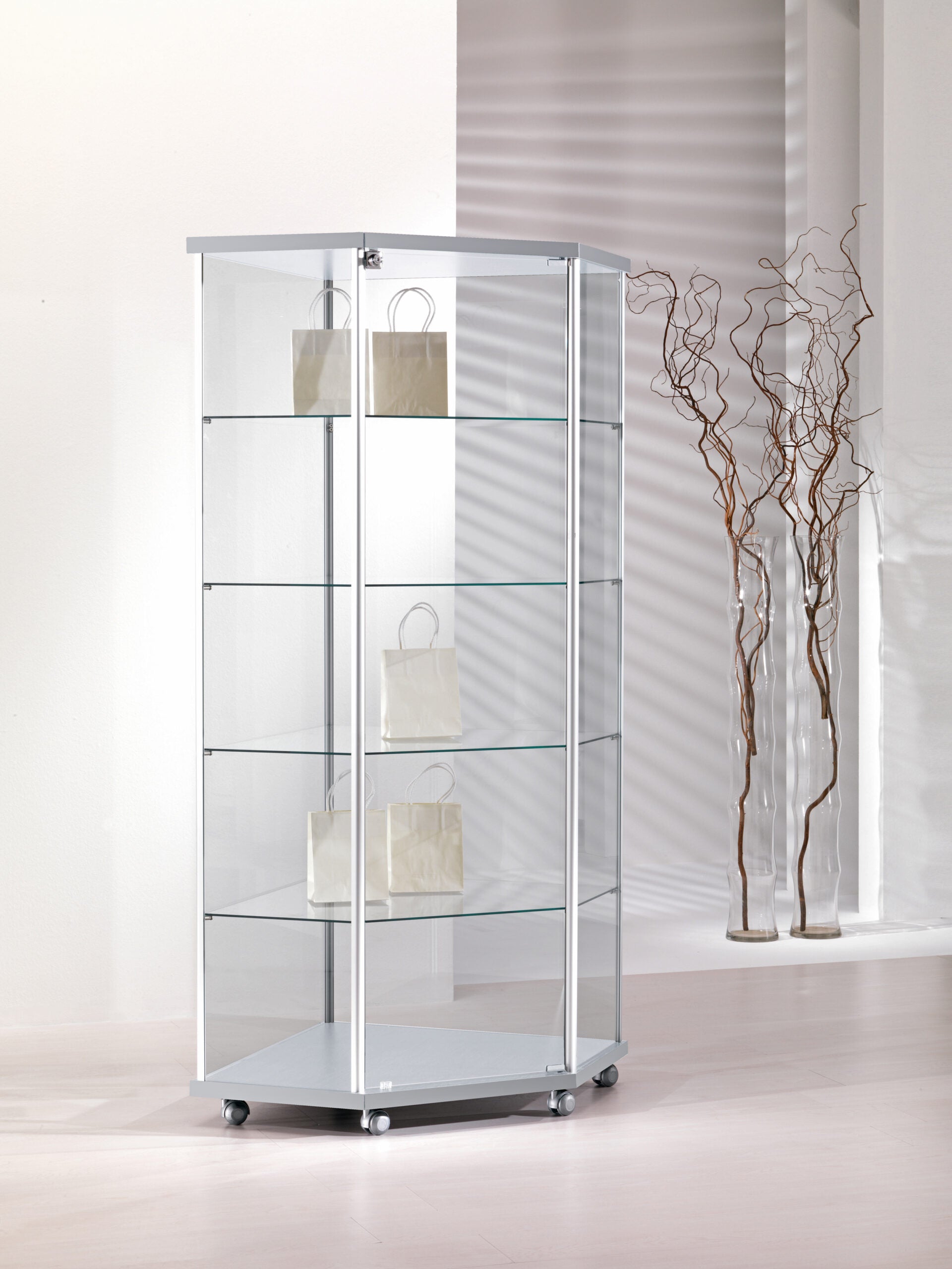 VETRINE ALLUMINIO, VETRINE ANGOLARI ALLDESIGN 73X73X180 CM - 70/A - ITALVETRINE