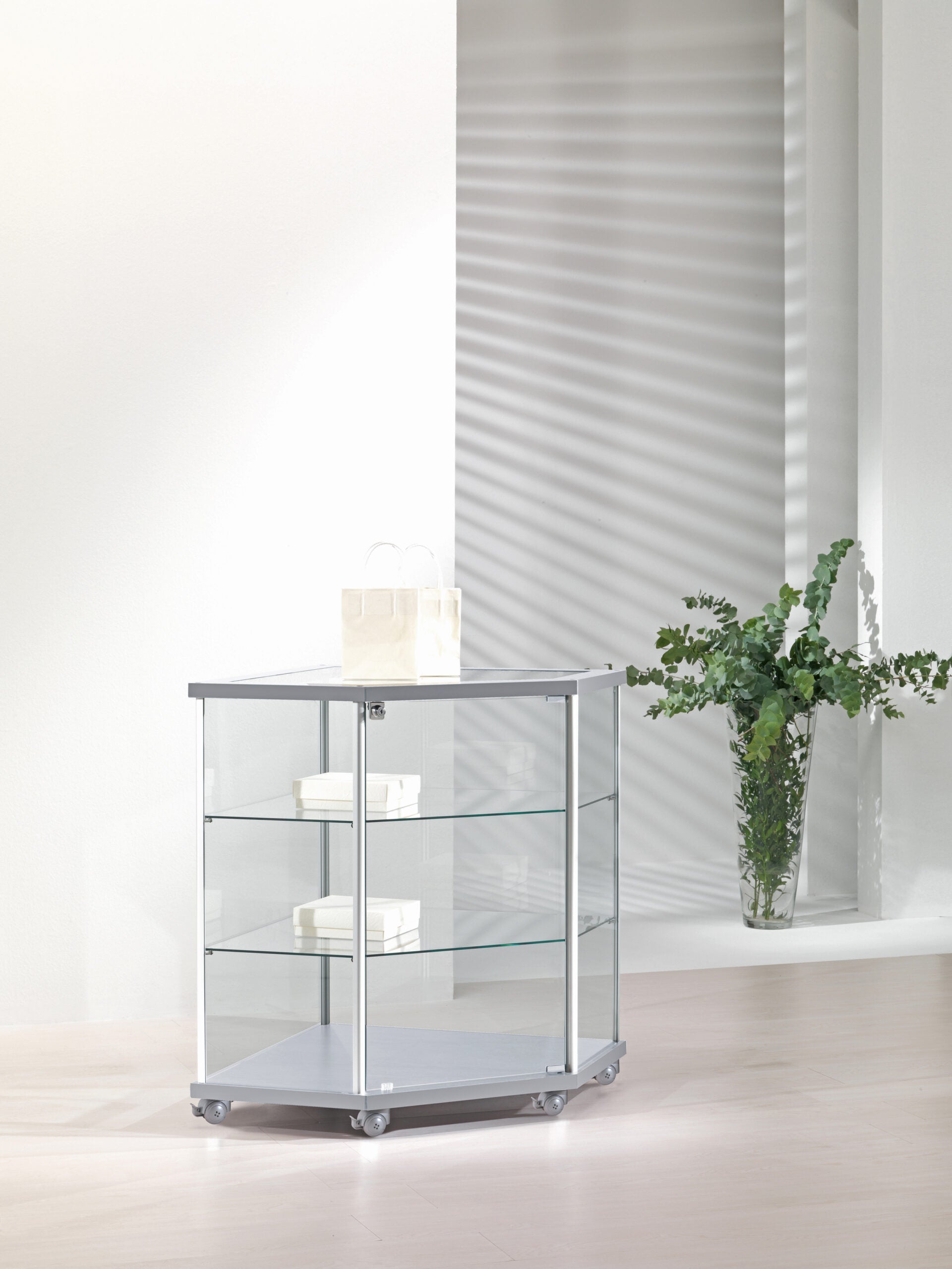 BANCHI VENDITA, VETRINE ALLUMINIO, VETRINE ANGOLARI ALLDESIGN 73X73X92 CM - 70/B - ITALVETRINE