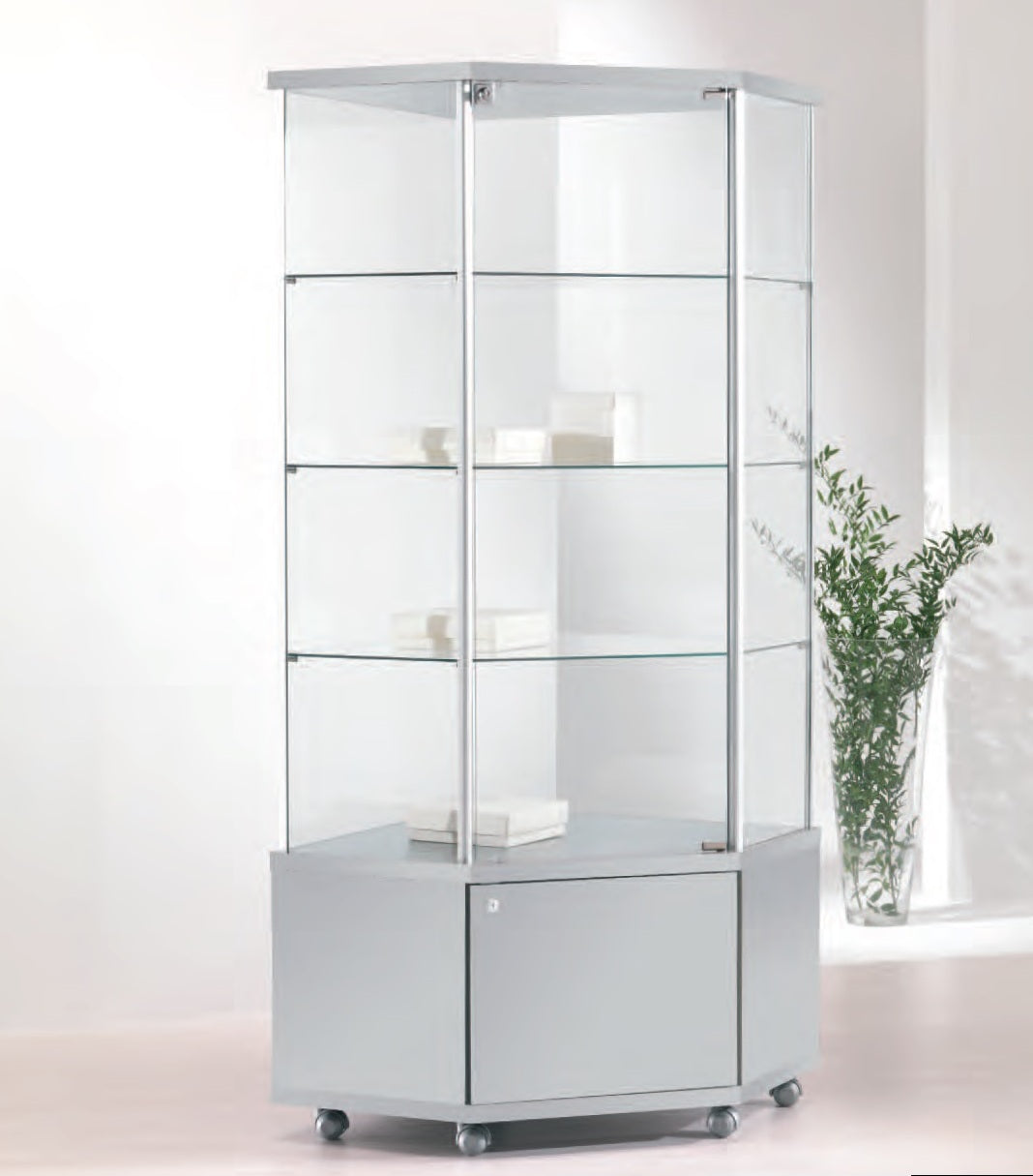 VETRINE ALLUMINIO, VETRINE ANGOLARI ALLDESIGN 73X73X180 CM - 70/M - ITALVETRINE